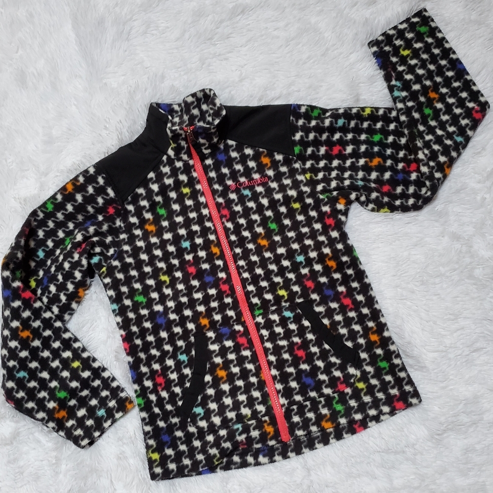COLUMBIA GIRL'S RAINBOW CHECKERED FLEECE JACKET